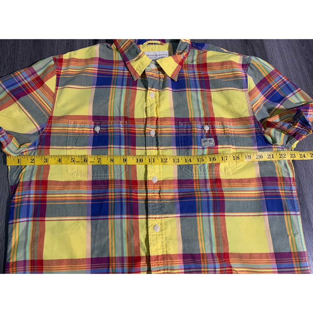 Denim & Supply Ralph Lauren Men's Multicolor Plaid Short Sleeve Shirt Size XL - Picture 5 of 7